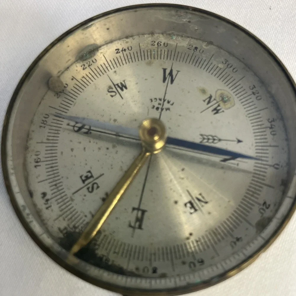 Vintage Brass Pocket Compass Made in France Locking